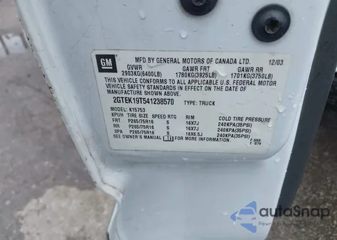 2004 GMC Sierra 1500 Sle из США, поврежденный, VIN 2GTEK19T541238570